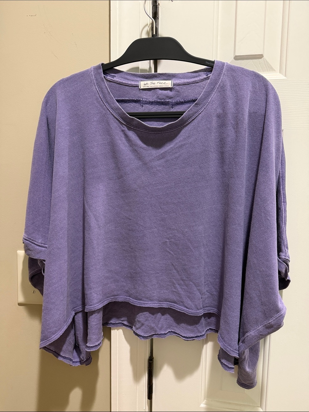 We The Free Purple Cropped Boxy Pullover CC Tee Shirt